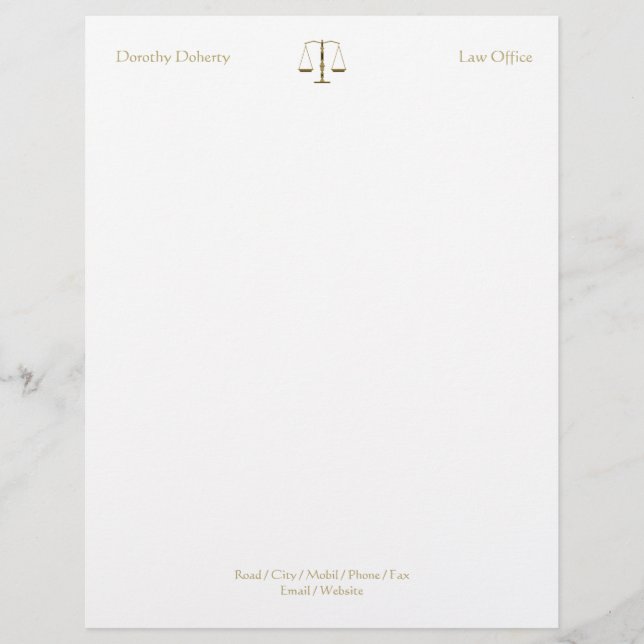 Scales of Justice LAW OFFICE Letterhead (Front)