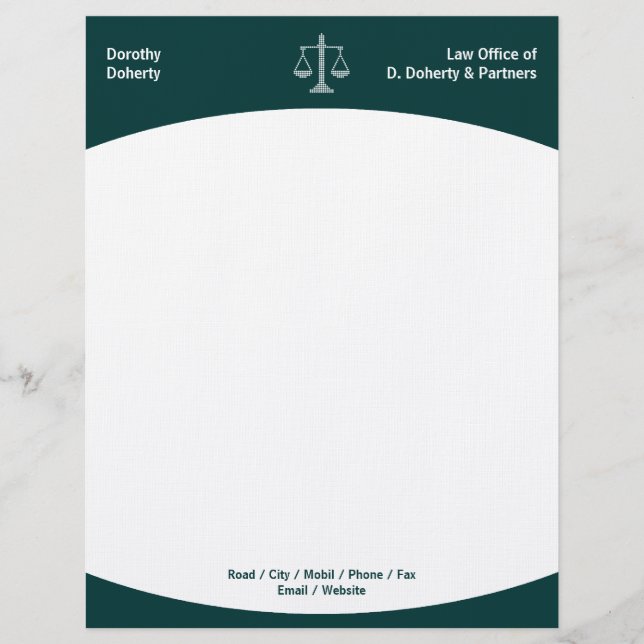 Scales of Justice LAW OFFICE Letterhead (Front)