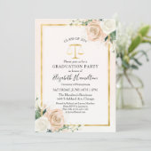 Scales of Justice Law School Grad Party Blush Invitation (Standing Front)