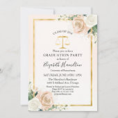 Scales of Justice Law School Grad Party Blush Invitation (Front)