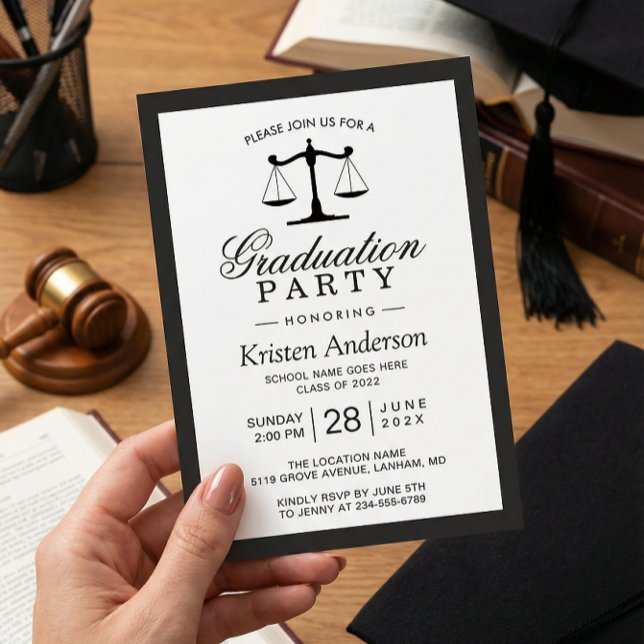 Scales of Justice Law School Graduation Party Invitation (Creator Uploaded)