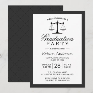 Scales of Justice Law School Graduation Party Invitation