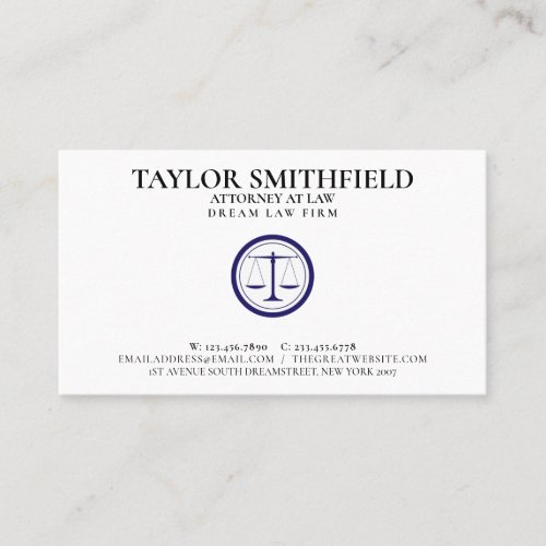 Scales of Justice Lawyer Attorney Business Card