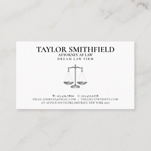 Scales of Justice Lawyer Attorney Judge Business Card