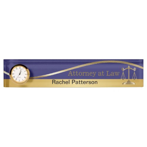 Scales of Justice  Lawyer  Blue  Gold Name Plate