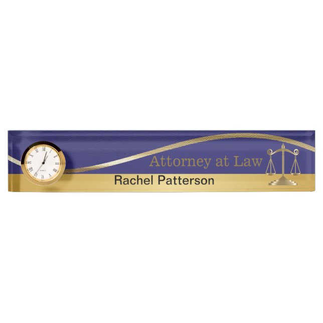Scales of Justice | Lawyer | Blue & Gold Name Plate (Front)