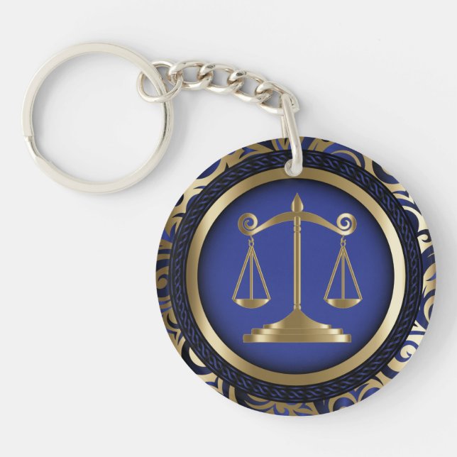 Scales of Justice | Lawyer - Blue Keychain (Front)