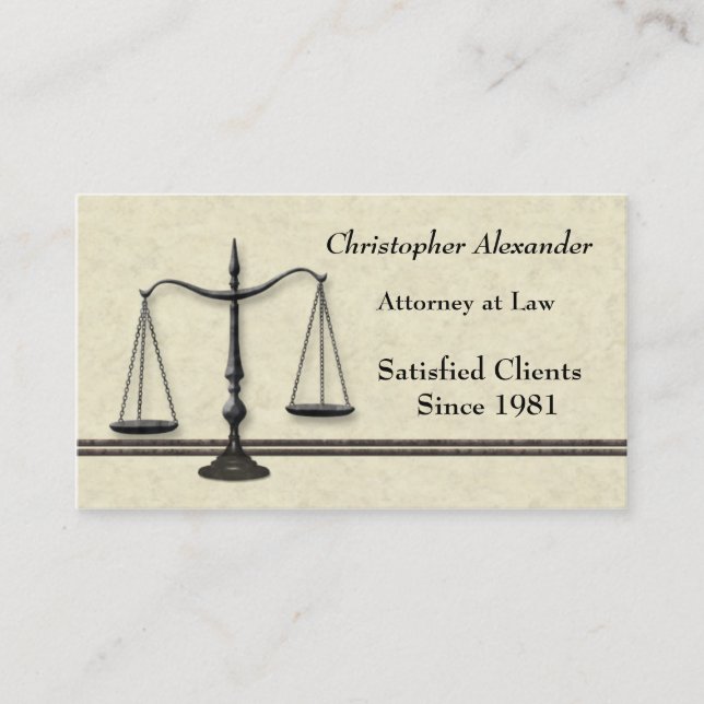 Scales of Justice Lawyer Business Card (Front)