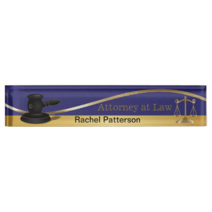 Scales of Justice   Lawyer   Dark Blue & Gold Name Plate