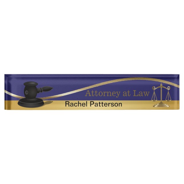 Scales of Justice | Lawyer | Dark Blue & Gold Name Plate (Front)