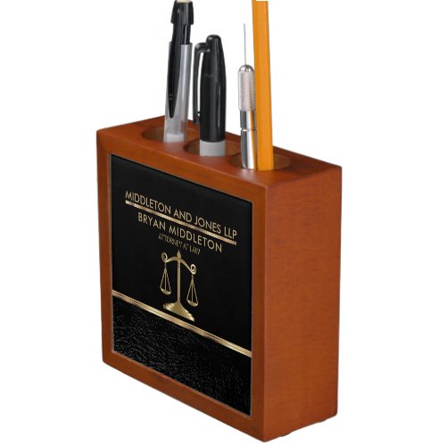Scales of Justice _ Lawyer Design _ Black Desk Organizer