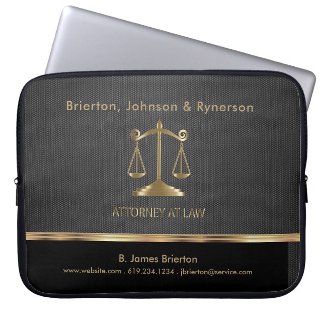 Scales of Justice - Lawyer Design - Black Laptop Sleeve (Front)