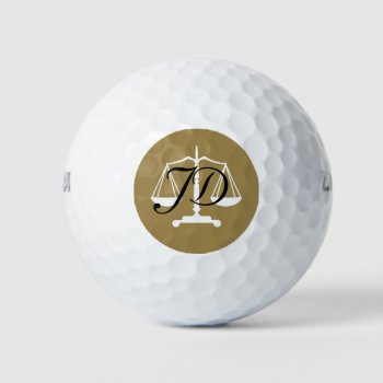 Scales Of Justice | Lawyer Initials Golf Balls by wierka at Zazzle