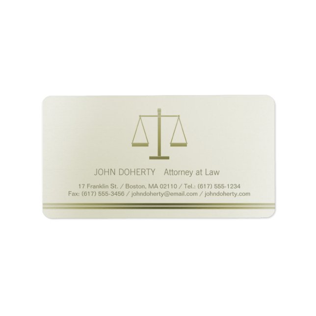 Scales of Justice | Lawyer Label (Front)