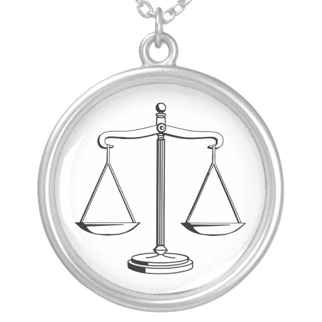 Scales of Justice | Lawyer Silver Plated Necklace (Front)