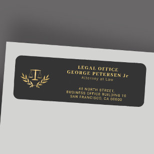 Scales of justice legal gold lawyer return address label