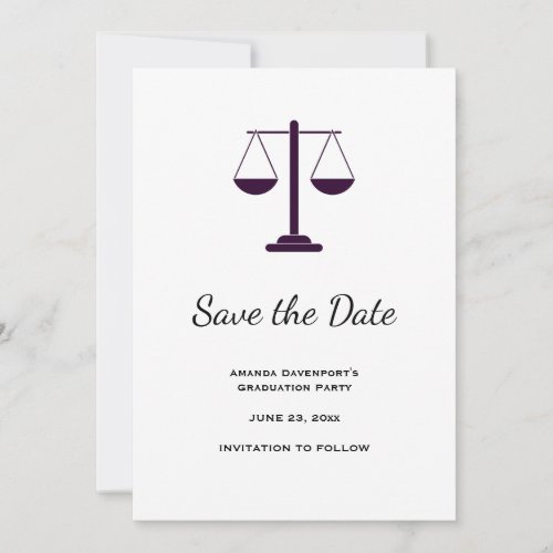 Scales of Justice Legal Services Symbol Graduation Save The Date