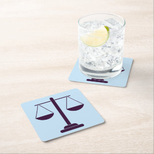 Scales of Justice Legal Services Symbol Square Paper Coaster