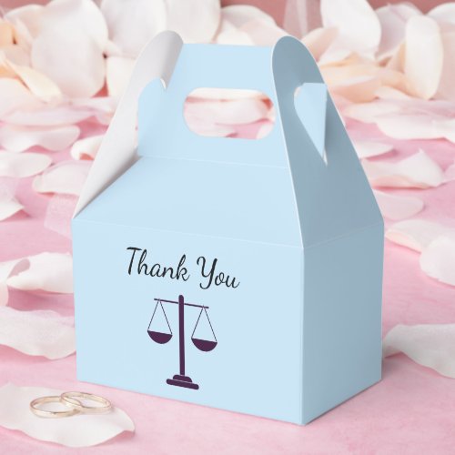 Scales of Justice Legal Services Symbol Thank You Favor Boxes