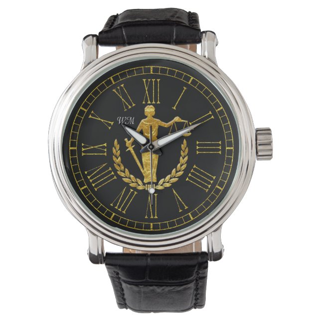 Scales of Justice Monogram Personalize Watch (Front)
