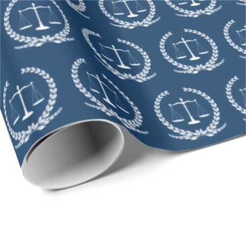 Scales of Justice  Navy Wrapping Paper