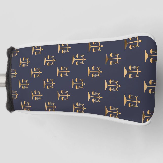 Scales of Justice on a Navy background Golf Head Cover (Front)