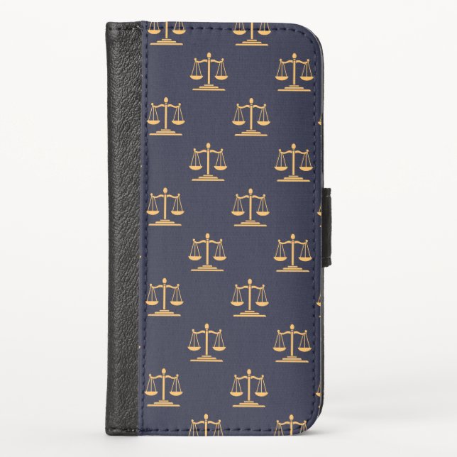 Scales of Justice on a Navy background iPhone Wallet Case (Front)