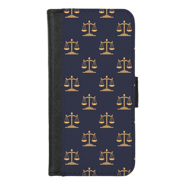 Scales of Justice on a Navy background iPhone Wallet Case (Front)