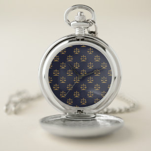 Scales of Justice on a Navy background Pocket Watch