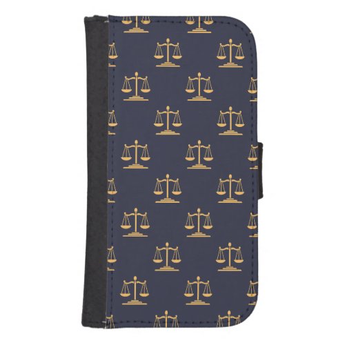 Scales of Justice on a Navy background Galaxy S4 Wallet Case