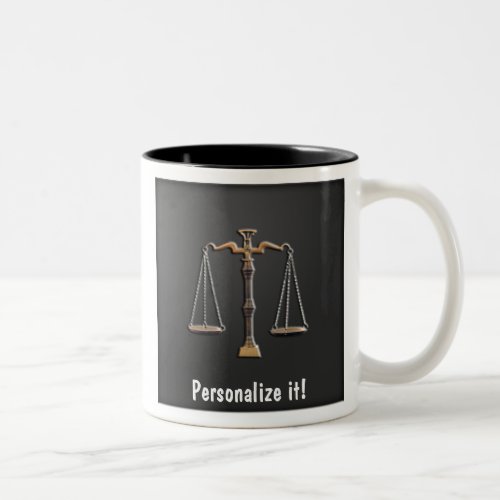 Scales of Justice on Ebony _ PERSONALIZE IT Two_Tone Coffee Mug