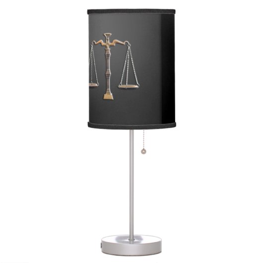 Scales of Justice on Ebony Table Lamp (Left)