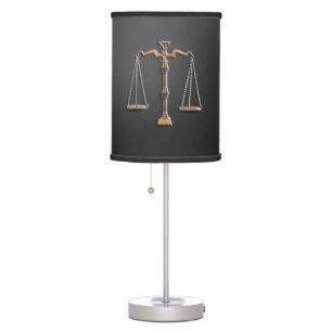Scales of Justice on Ebony Table Lamp