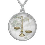 Scales of Justice on Ivy &amp; Satin Sterling Silver Necklace