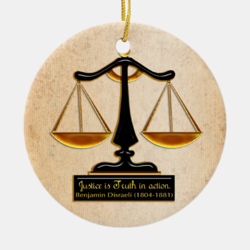 Scales of Justice on Parchment Personalized Ceramic Ornament
