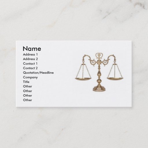 Customizable Scales of Justice - Ornate Business Cards