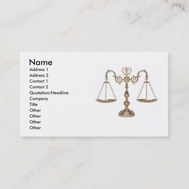 Scales of Justice - Ornate Business Card (Front)