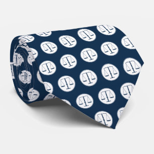 Scales of Justice pattern Law Deep Blue Neck Tie