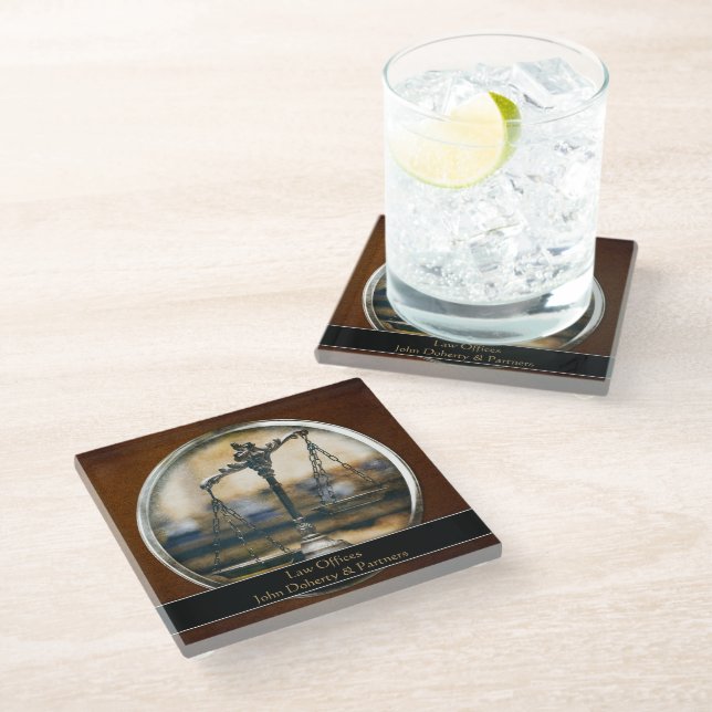 Scales of Justice | Personalizable Glass Coaster (Angled)