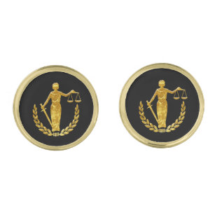 Scales of Justice Personalize Gold Cufflinks