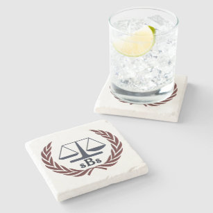Scales of Justice Personalized Lawyer Gifts Stone Coaster