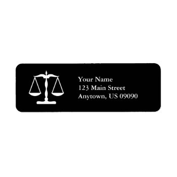 Scales Of Justice Return Address Labels (black) by WindyCityStationery at Zazzle