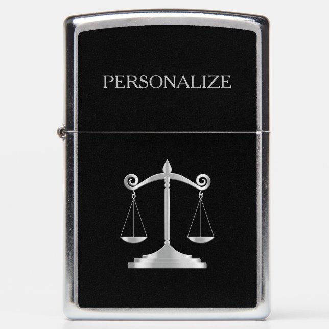 Scales of  Justice - Silver Personalized Zippo Lighter (Front)