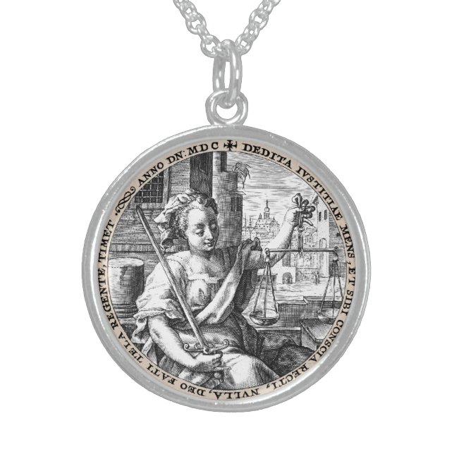 Scales of Justice Sterling Silver Necklace (Front)