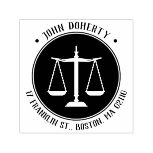 Scales of Justice Symbol   Round Address Self-inking Stamp