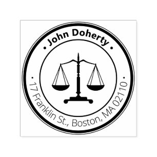 Scales of Justice Symbol   Round return address Self-inking Stamp