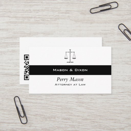 Customizable Scales of Justice w/ QR Codes Business Card Templates