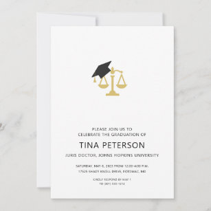 Scales of Justice With Cap Law School Graduation Invitation