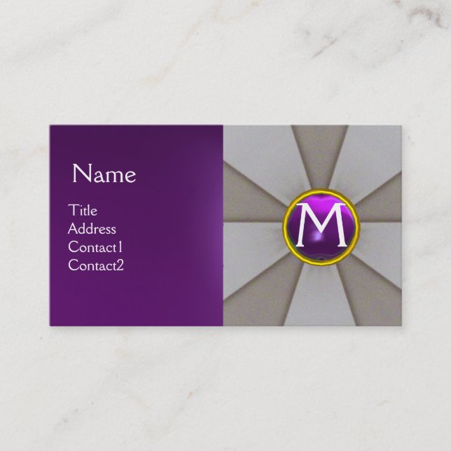 SCALES OF LAW,LEGAL,ATTORNEY MONOGRAM Grey Purple Business Card (Front)