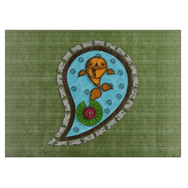 Scales the Goldfish Glass Cutting Board (Front)